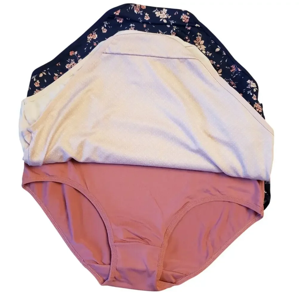 New Laura‎ Ashley 5 pk floral pink& blue briefs L